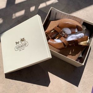 Brown Coach wedge sandals size 7.5.